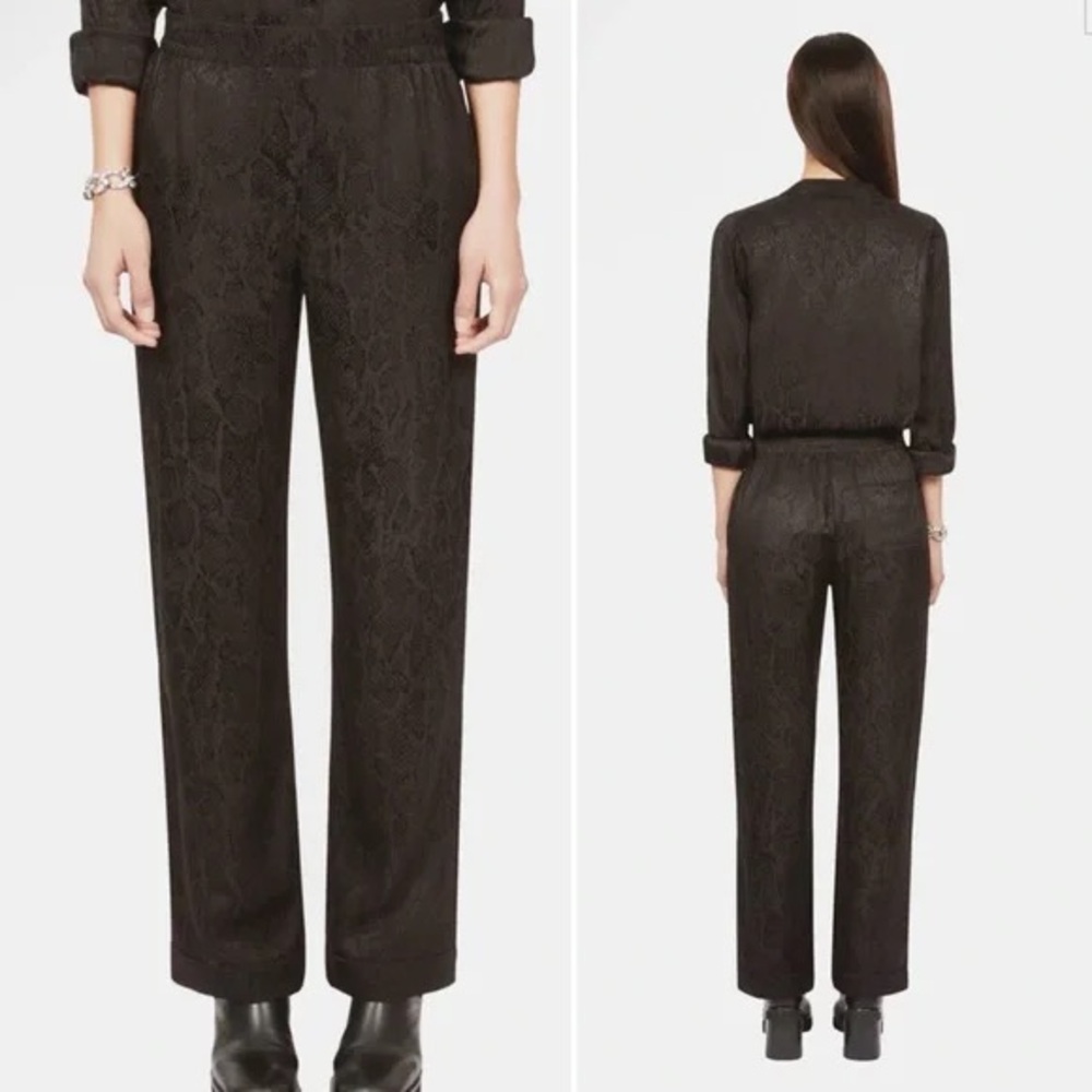 NWT SIZE 2/US M The Kooples Black Patterned Cropped Pants - Picture 1 of 13
